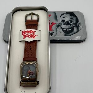 Vintage Valdawn 90’s Howdy Doody Watch Buckle Style Case Leather Band w/Tin NIB